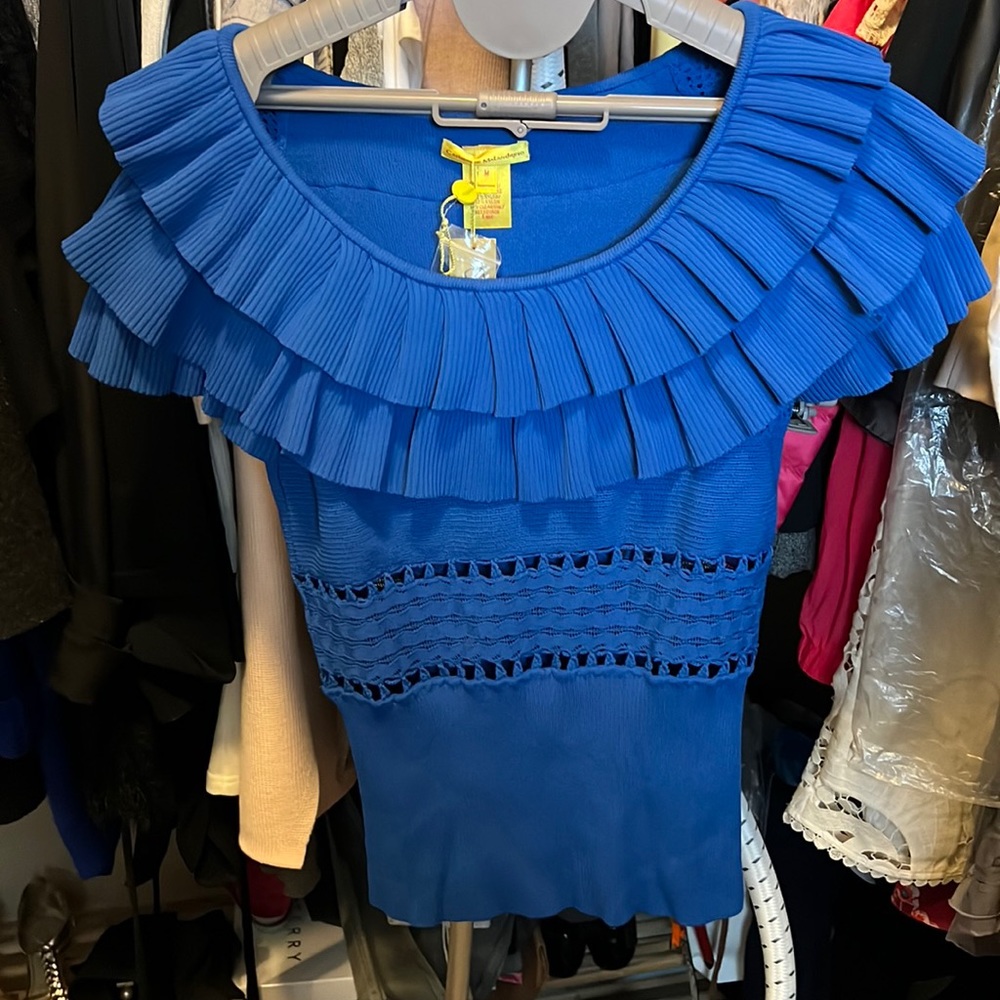 catherine malandrino top with ruffle layered neckline New with tag size M